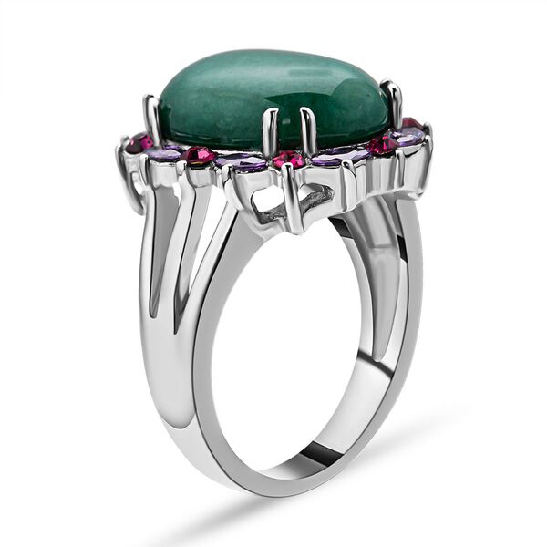 Grüner Aventurin, fuchsiafarbener und lila Kristall-Ring - 10 ct. image number 6