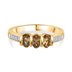 AA natürlicher goldener Tansanit und Zirkon Ring - 0,85 ct.