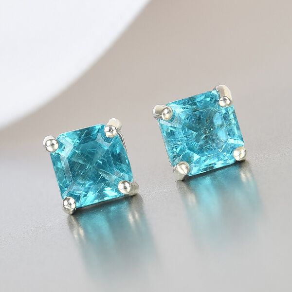 Paraiba Apatit Ohrstecker 925 Silber platiniert ca. 1,17 ct image number 2