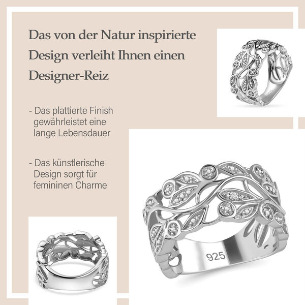 ALLORO Ring, Creolen und Anhänger mit Diamantakzenten, Silber platiniert image number 14
