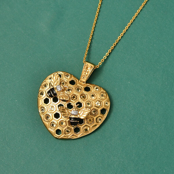 GP - Citrin Schmuckset ca. 50 cm 925 Silber 750 Gelbgold Vermeil ca. 0,90 ct. image number 1