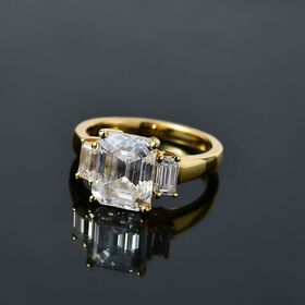 Moissanit Ring 925 Silber 750 Gelbgold Vermeil (Größe 21.00) ca. 4,03 ct