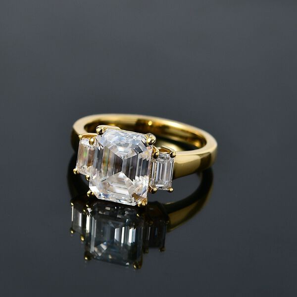 Moissanit Ring 925 Silber 750 Gelbgold Vermeil (Gr&ouml;&szlig;e 21.00) ca. 4,03 ct image number 1