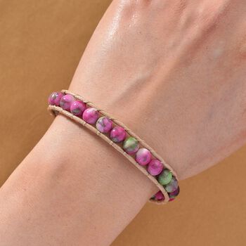 Flexibles Fuchsia-gr&uuml;nes Regenblumen-Yuhua-Quarzit Armband - 35 ct.