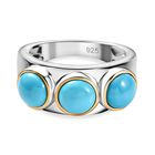 AA  Amerikanischer natürlicher Sleeping Beauty Türkis Ring, 925 Silber Rhodiniert und 750 Gelbgold Vermeil (Größe 21.00) ca. 2.27 ct