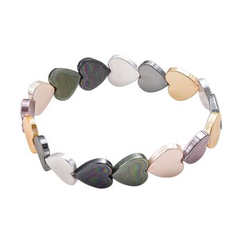 Flexibles mehrfarbiges Herz Muschelkernperle Armband