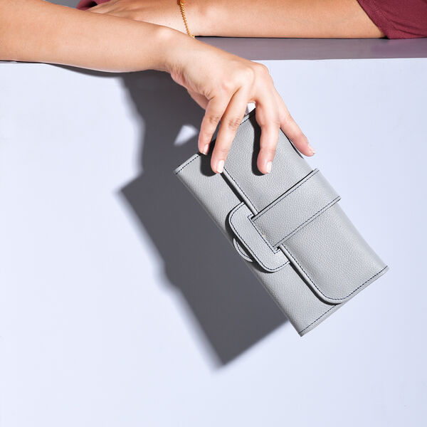 100% echte Leder Geldbörse mit RFID Schutz, 18.50x10.50 cm, Grau image number 3