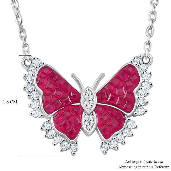 Rubin-Farbe und weiße Zirkonia Halskette, 45cm image number 7