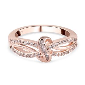 Natürlicher, rosa Diamant-Ring. 925 Silber Roségold Vermeil  ca. 0,25 ct
