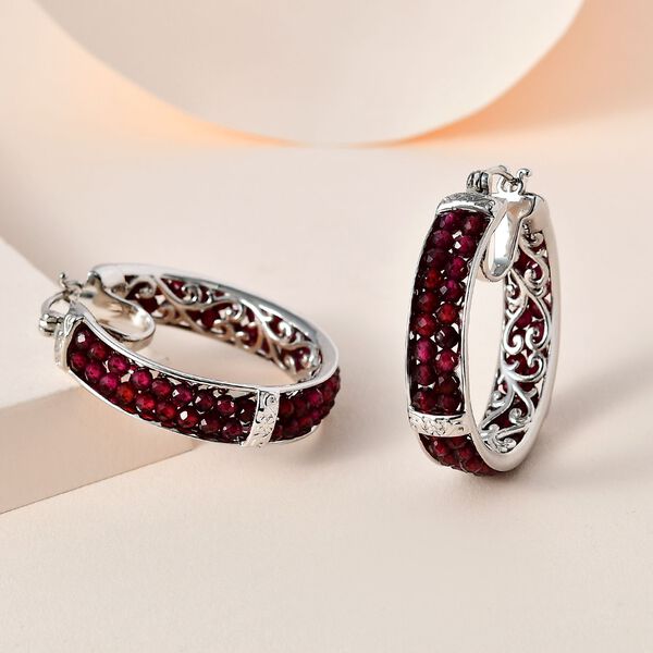 Mosambik Granat Ohrringe Reines Messing ca. 21,00 ct. image number 2