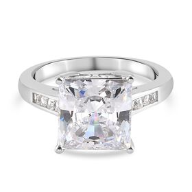 LUSTRO STELLA Hergestellt mit ZIRKONIA Solitär-Ring 925 Silber Platin-Überzug