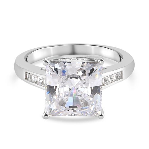 LUSTRO STELLA Hergestellt mit ZIRKONIA Solitär-Ring 925 Silber Platin-Überzug image number 0