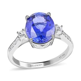 RHAPSODY AAAA Tansanit und VS-EF Diamant Ring in 950 Platin - 4,35 ct.