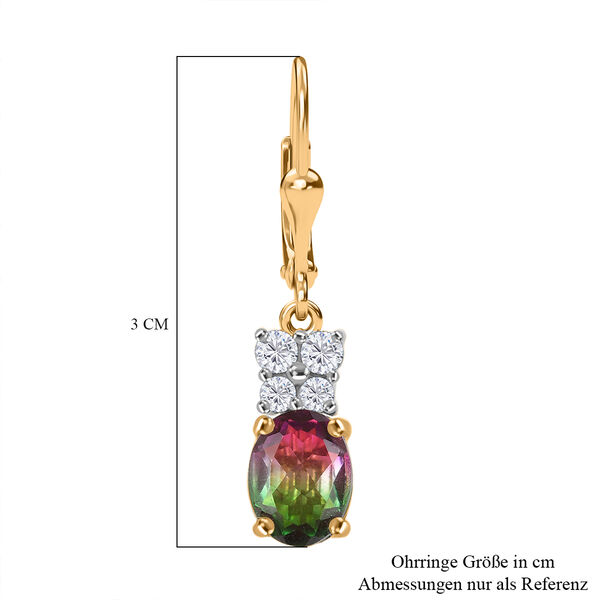 D'Joy Wassermelonen Triplett Quarz und Zirkon zweifarbige Ohrringe - 3,18 ct. image number 6