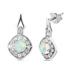Natürliche, äthiopische Opal und weiße Zirkon-Ohrringe, 925 Silber platiniert ca. 1,66 ct image number 3