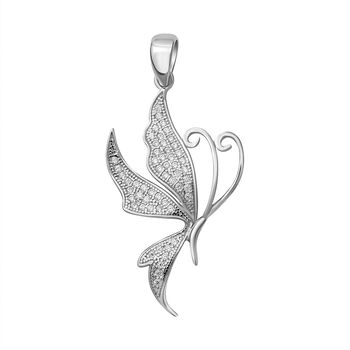 Lustro Stella - Wei&szlig;er Zirkonia Anh&auml;nger, 925 Silber rhodiniert ca. 0,83 ct