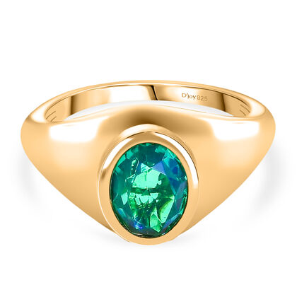 D'Joy Pfau Quarz Triplette Ring 925 Silber 750 Gelb Vergoldet (Gr&ouml;&szlig;e 17.00) ca. 1,40 ct