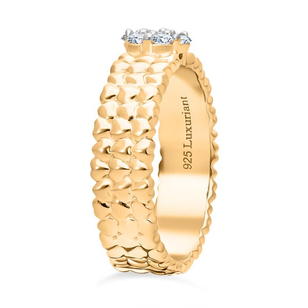 LUXURIANT SI-GH Labor Diamant Ring mit Herzmotiven, 925 Silber 750 Gelbgold Vermeil - 0,25 ct. image number 4