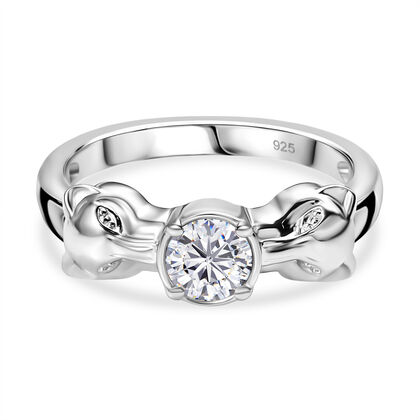 Moissanit Ring 925 Silber rhodiniert (Gr&ouml;&szlig;e 18.00) ca. 0,43 ct