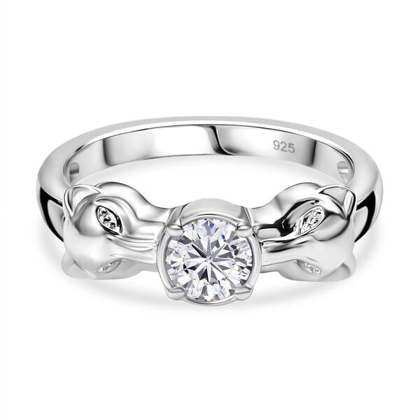 Moissanit Ring 925 Silber rhodiniert (Größe 18.00) ca. 0,43 ct image number 0