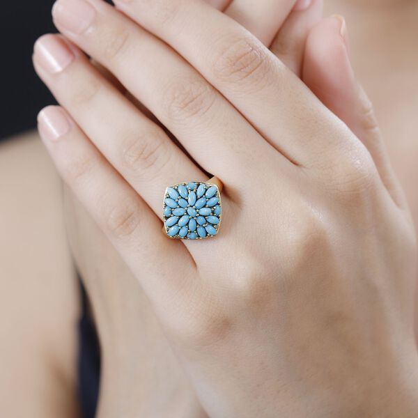 Sleeping Beauty Türkis und Zirkon Ring -  2,21 ct. image number 3