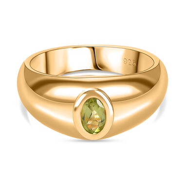 AA Natürlicher Peridot Ring, 925 Silber Gelbgold Vermeil, (Größe 20.00) ca. 0.41 ct