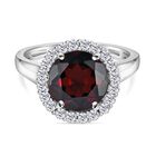 Natürlicher Mosambik Granat und weißer Zirkon-Ring, 925 Silber platiniert (Größe 19.00) ca. 4.79 ct