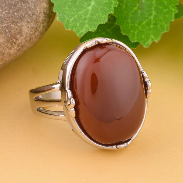 Karneol Ring, Edelstahl (Größe 16.00) ca. 50,00 ct image number 2