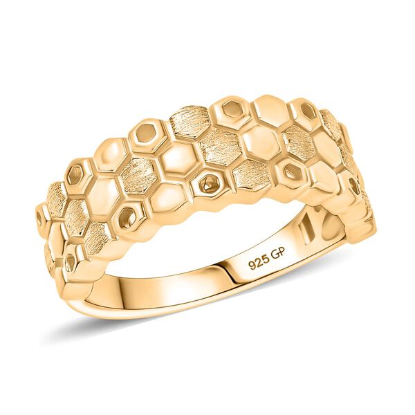 GP Trionfo Honeycomb Kollektion - Kanchanaburi Blauer Saphir Ring 925 Silber 750 Gelb Vergoldet (Gr&ouml;&szlig;e 17.00) image number 5