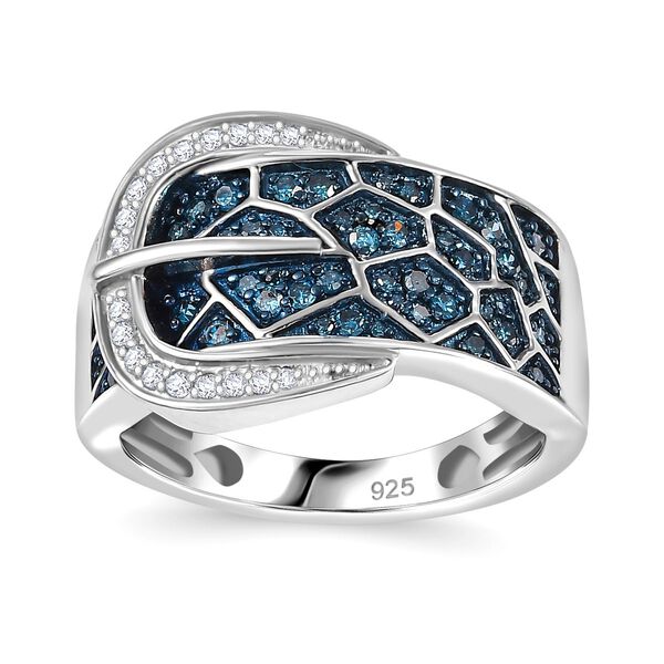 Blauer Diamant Ring 925 Silber rhodiniert (Gr&ouml;&szlig;e 18.00) ca. 0.50 ct image number 4