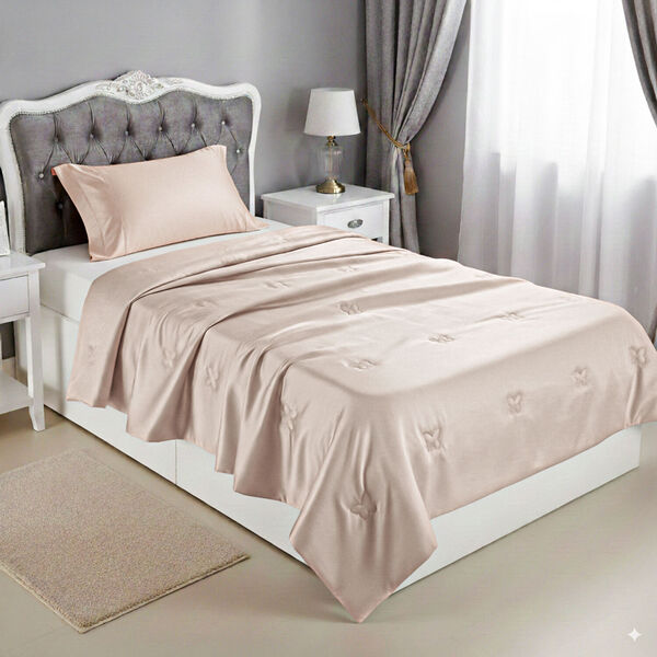 Serenity Night 100% Maulbeerseide Seidendecke mit 350gsm Seidenf&uuml;llung, 135x200cm, Taupe