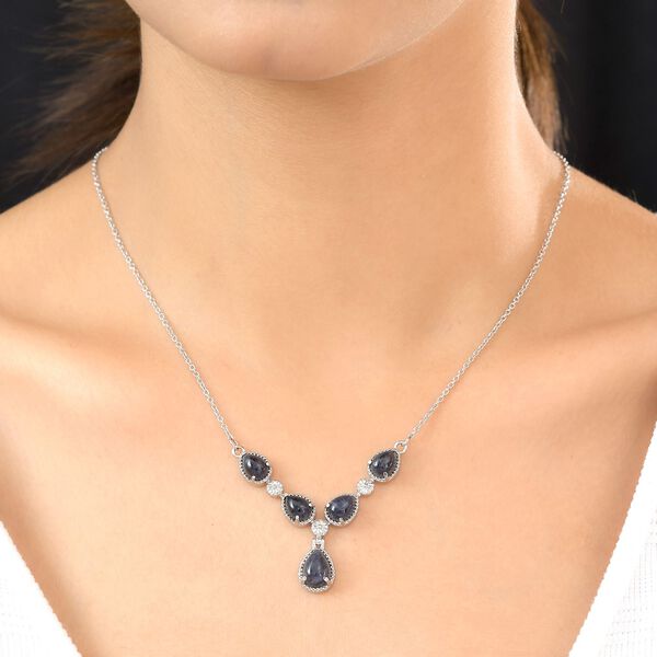 Blaue Aventurin-Halskette in Silber, 9,07 ct. image number 2