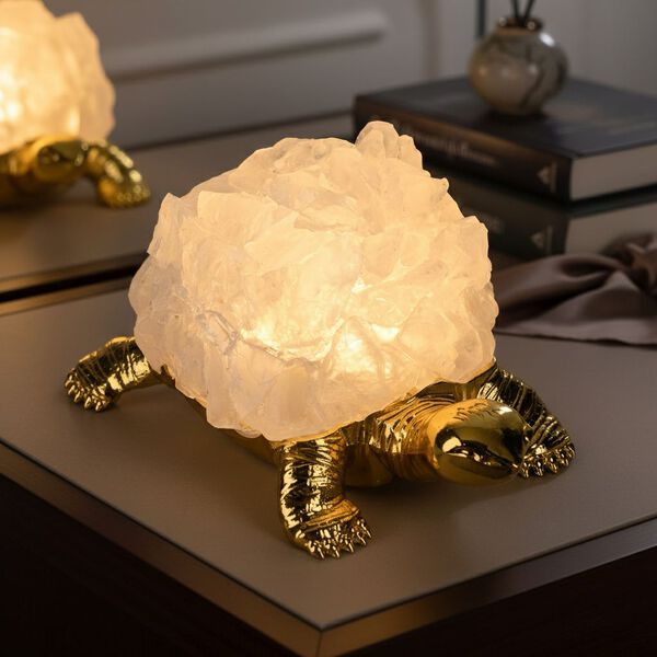 LIVMORE Leuchtende Kristallschildkr&ouml;te, Bergkristall Optik, LED Licht, Wei&szlig; image number 2