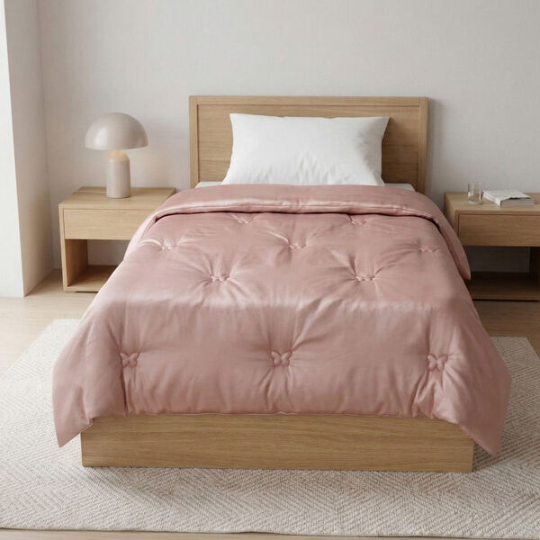 Serenity Night: Premium-Kollektion Herbst-Winter-Steppdecke aus 100 % Bambus mit hochwertiger Kunstdaunenf&uuml;llung &ndash; 135 x 200 cm, Puderrosa image number 2
