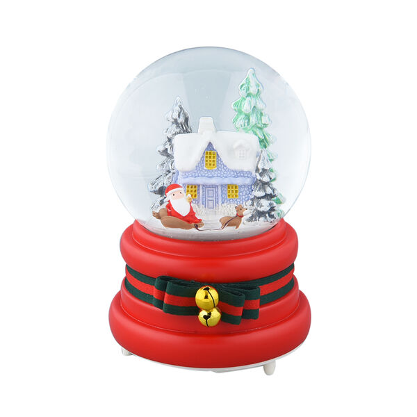 Schneekugel mit Musik und Licht, Weihnachtsmann und Haus, Gr&ouml;&szlig;e: 15x10 cm&nbsp;