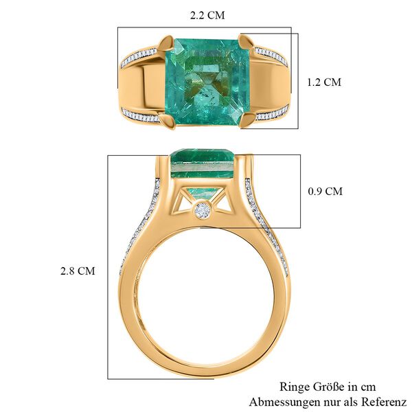 Smaragd Triplett Quarz und Zirkon Ring -  6,04 ct. image number 7