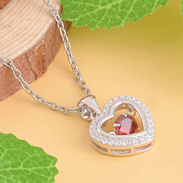 Roter und wei&szlig;er Zirkonia-Anh&auml;nger mit Kette - 1,02 ct. image number 3