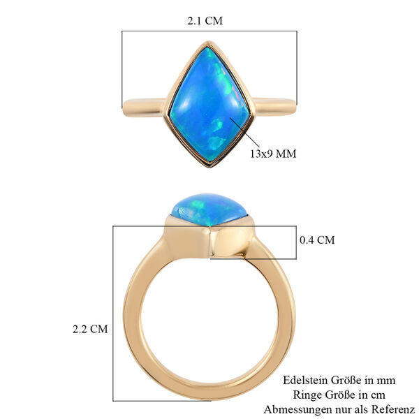 Miami Blau Welo Opal Solitär Ring 925 Silber Gelbgold Vermeil image number 7