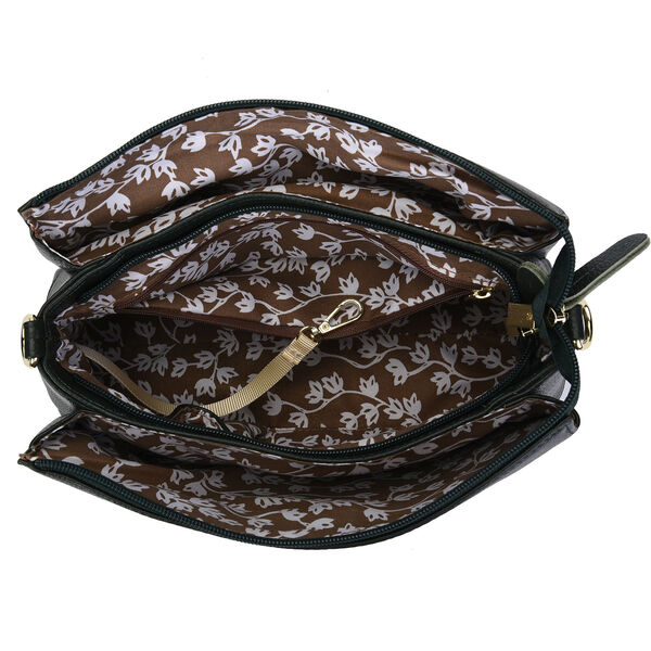 Sencillez Crossbody Tasche aus echtem Leder,  Gr&ouml;&szlig;e 28x9x17 cm, Dunkelgr&uuml;n image number 5