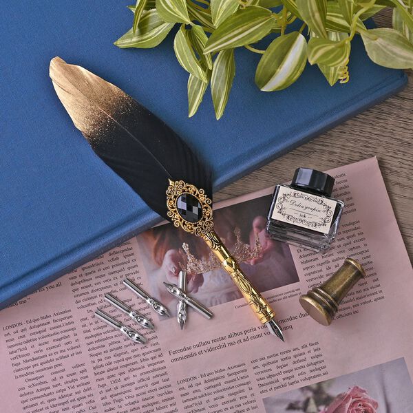 Vintage Kalligraphie-Schreibstift mit Tinte und Geschenkbox image number 2