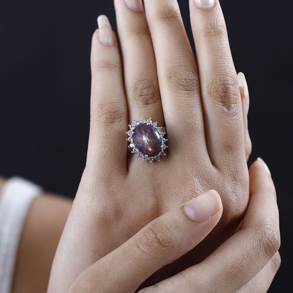 Sternrubin und Zirkon Halo Ring - 12,67 ct. image number 3