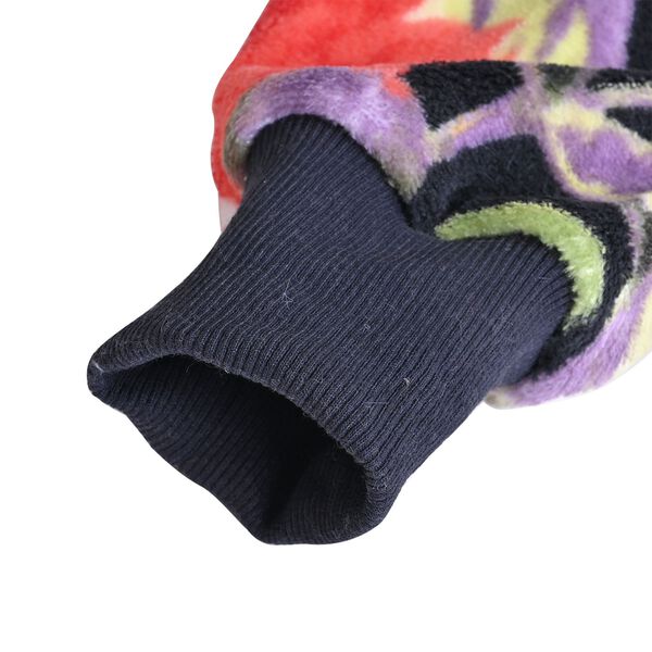 Flauschiger Flanell Hoodie mit großer Tasche, Blumenmuster image number 4