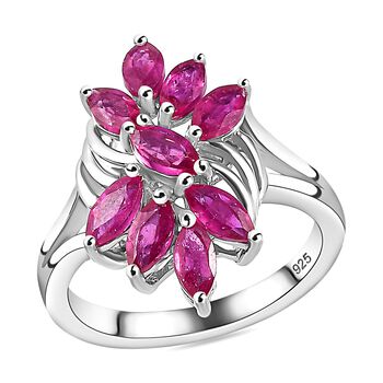 Afrikanischer Rubin (Fissure gef&uuml;llt) Ring 925 Silber rhodiniert (Gr&ouml;&szlig;e 18.00) ca. 1,62 ct