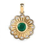 Smaragd-Triplette-Quarz, Weißer Zirkon Anhänger 925 Silber Gelbgold Vermeil ca. 1,80 ct.