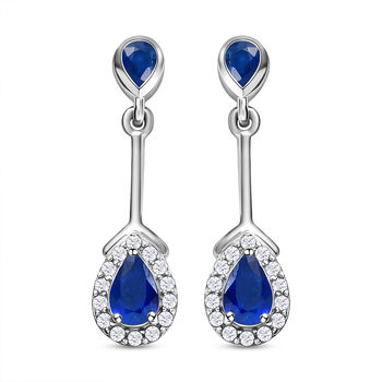 Tansanische, blaue Spinell (DIF)-Ohrringe, 925 Silber platiniert ca. 1,56 ct