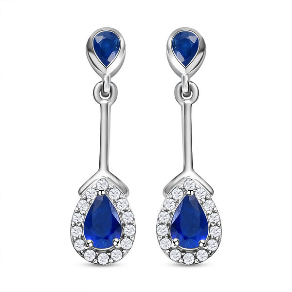 Tansanische, blaue Spinell (DIF)-Ohrringe, 925 Silber platiniert ca. 1,56 ct