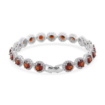 Granatrotes und wei&szlig;es Zirkonia 19cm Armband