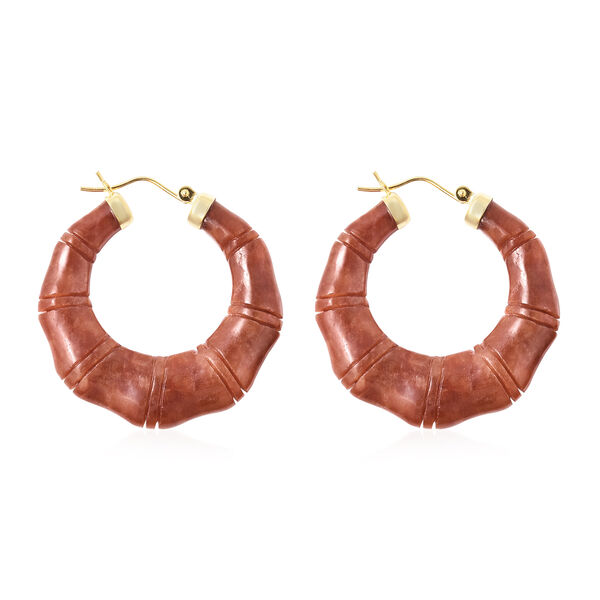 Rote Jade-Creolen, 925 Silber vergoldet ca. 81.50 ct image number 4