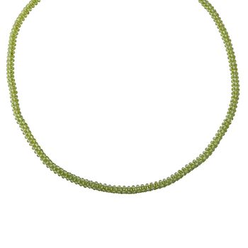 Nat&uuml;rliche Peridot-Halskette, ca. 50 cm, 925 Silber rhodiniert, ca. 90.00 ct