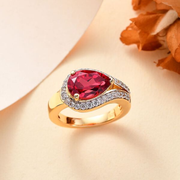 Labor Padparadscha Saphir und Zirkon Ring - 4,84 ct. image number 2